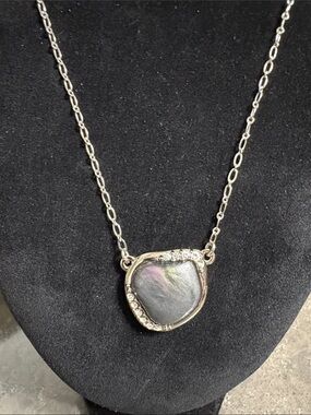 Lia Sophia Silver-Tone Cabochon Crystal  Pendant Necklace